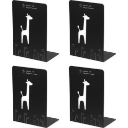 2 Set Giraffe L-Shaped Bookend for Stationery Desktop Office Accessories, Black