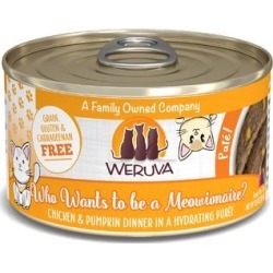Weruva Pate Who Wants to be a Meowionaire? Chicken & Pumpkin Dinner in a Hydrating Puree Wet Cat Food, 3 oz.