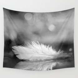 White Feather In Black And White Bokeh Background #decor #society6 #buyart Wall Hanging Tapestry by Pa$?ivi VikstraPm - 51" x 60"
