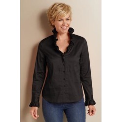 Women Boleyn Shirt by Soft Surroundings, in Black size 1X (18-20)