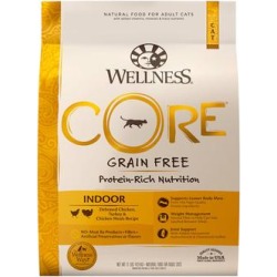 Wellness CORE Natural Grain Free Chicken & Turkey Dry Indoor Cat Food, 11-Pound Bag, 11 LBS