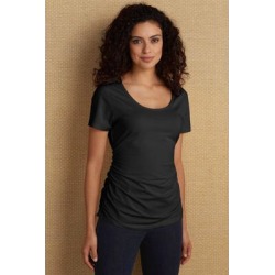 Women Ruched T-Shirt by Soft Surroundings, in Black size 1X (18-20)