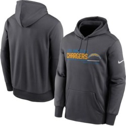 "Men's Nike Anthracite Los Angeles Chargers Prime Logo Name Split Pullover Hoodie"