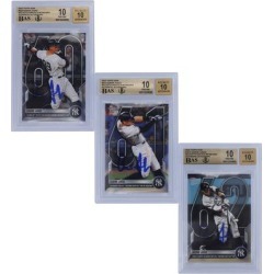 "Aaron Judge New York Yankees Autographed 2022 Topps Now HR 606162 Set Pristine #9299751012 Beckett Fanatics Witnessed Authenticated 10/10 Card - 9.5/10/10/10 Subgrades"