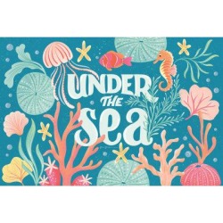 Winston Porter Under the Sea I by Gia Graham - Wrapped Canvas Print Canvas & Fabric in Blue/Orange/Pink, Size 8.0 H x 12.0 W x 1.25 D in | Wayfair found on Bargain Bro from Wayfair for USD $22.79