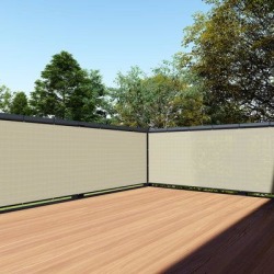 Tang Deck Screen Self-Hemmed, Stripes Artificial Hedge in White/Black/Brown, Size 35.0 H x 0.3 D in | Wayfair NS16E03107BWWT found on Bargain Bro Philippines from Wayfair for $143.98