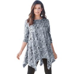 Plus Size Women's Handkerchief Hem Ultimate Tunic by Roaman's in Gray Snake Print (Size S) Long Shirt found on Bargain Bro Philippines from fullbeauty for $25.79