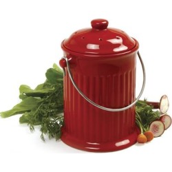 Norpro 93R 1 Gallon Red Ceramic Compost Keeper Crock