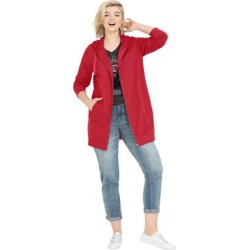 Plus Size Women's Long Zip Front Hoodie by ellos in Radiant Red (Size S) found on Bargain Bro from fullbeauty for USD $30.32