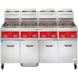 Vulcan 4VK85CF-2 PowerFry5 Liquid Propane 340-360 lb. 4 Unit Floor Fryer System with Computer Controls and KleenScreen Filtration - 360,000 BTU
