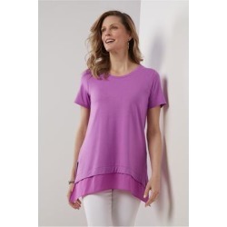 Women Willa Short Sleeve T-Shirt by Soft Surroundings, in Radiant Orchid size 1X (18-20)