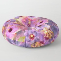 Floor Pillow | Tropical Hibiscus Patterns Flower Floral Flowers by Utart - ROUND - 30" x 30" - Society6