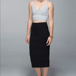 Lululemon Athletica Skirts | Lululemon Yoga Over Skirt Black Luon High Waist | Color: Black | Size: 4 found on Bargain Bro from poshmark, inc. for USD $83.60