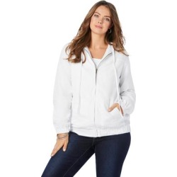 Plus Size Women's Zip-Up Kate Hoodie by Roaman's in White Denim (Size 16 W) Denim Jacket found on Bargain Bro from Roamans.com for USD $30.39