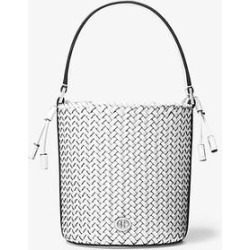 Michael Kors Audrey Medium Woven Leather Bucket Bag White One Size found on Bargain Bro from Michael Kors for USD $392.16