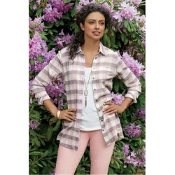 Women Kai Shirt by Soft Surroundings, in Lavender Plaid size 1X (18-20)
