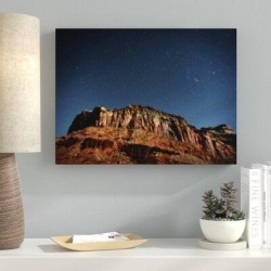 Ebern Designs 'Mountain & Cliffs (233)' Photographic Print on Canvas Metal in Blue/Brown, Size 24.0 H x 32.0 W x 1.0 D in | Wayfair found on Bargain Bro from Wayfair for USD $139.07