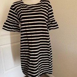 J. Crew Dresses | 2023 Summer Casual Beach Dresses For Women O Neck Short Sleeve | Color: Black/White | Size: L