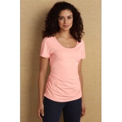 Women Ruched T-Shirt by Soft Surroundings, in Soft Shell Pink size 1X (18-20)