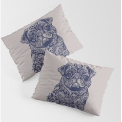 Mandala Of Pug King Size Pillow Sham by Huebucket - STANDARD SET OF 2 - Cotton
