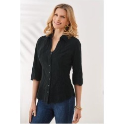 Women Gia Shirt by Soft Surroundings, in Black size 1X (18-20)