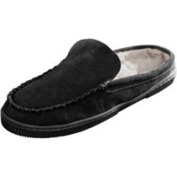 Men's Scandia Woods Suede Scuff Slippers, Black 13 W Wide
