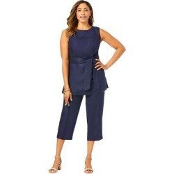 Plus Size Women's Linen Blend Capri Set by Jessica London in Navy (Size 12) found on Bargain Bro Philippines from Ellos for $119.99