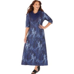 Plus Size Women's Maxi Dress & Scarf Duet by Catherines in Navy (Size 1X)