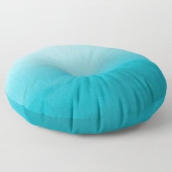 Floor Pillow | Teal And White Watercolor Abstract Art Gradient by Petite Patterns - ROUND - 30" x 30" - Society6