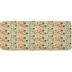 East Urban Home Old Televisions Pattern In Retro Colors Antenna Electronics Entertainment Nostalgic Multicolor Kitchen Mat Synthetics in Brown