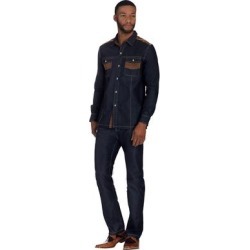 Stacy Adams Men's Button-Front Denim Shirt Set (Size L) Dark Rinse, Cotton,Polyester found on Bargain Bro from ShoeMall.com for USD $91.16