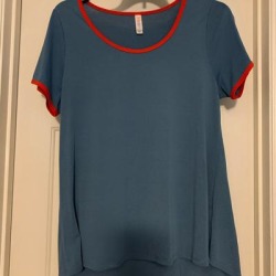 Lularoe Tops | Lularoe Classic Tee, Large, Blue & Red | Color: Blue/Red | Size: L found on Bargain Bro from poshmark, inc. for USD $4.56