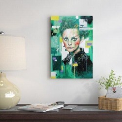East Urban Home 'Blushing Flower' Painting Print on Wrapped Canvas & Fabric in Black/Blue/Green, Size 12.0 H x 8.0 W x 0.75 D in | Wayfair found on Bargain Bro from Wayfair for USD $31.91