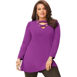 Plus Size Women's Crisscross Sweatshirt Tunic by Roaman's in Purple Magenta (Size 18/20) found on Bargain Bro from fullbeauty for USD $36.47