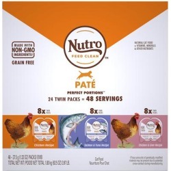 Nutro Perfect Portions Grain Free Natural Pate Recipes Variety Pack Adult Wet Cat Food, 3.97 lbs., Count of 24