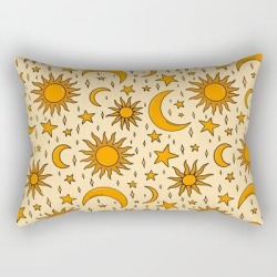 Vintage Sun And Star Print Rectangular Pillow by Doodle By Meg - Small (17" x 12")