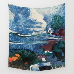 Mini World Environmental Blues 2 Wall Hanging Tapestry by Anoellejay - 51" x 60"