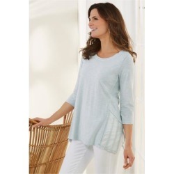 Women Gemma 3/4 Sleeve T-shirt by Soft Surroundings, in Baby Blue size 1X (18-20)