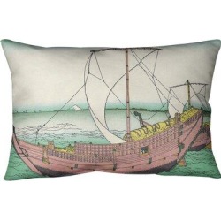 East Urban Home Katsushika Hokusai The Kazusa Sea Route Lumbar Pillow Cover Polyester in Green, Size 14.0 H x 20.0 W x 1.0 D in Wayfair found on Bargain Bro from Wayfair for USD $41.03