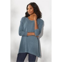 Women's Live Soft Drop Shoulder Pullover Top by Soft Surroundings, in Blue Heather size XS (2-4)