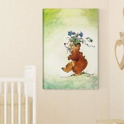 Marmont Hill 'Bear' Painting Print on Wrapped Canvas & Fabric in Brown/Green, Size 30.0 H x 20.0 W x 1.5 D in | Wayfair MH-KIDCUR-72-C-30 found on Bargain Bro from Wayfair for USD $117.03