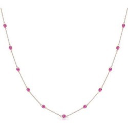 Ruby Necklace Oval Station In 18k Yellow Gold - Red - Trésor Necklaces