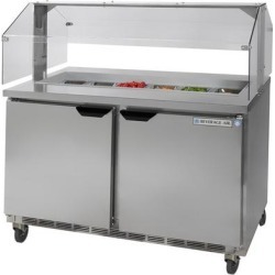 Beverage Air SPE48-12-SNZ 48" 2 Door Condiment Station Refrigerated Sandwich Prep Table with Sneeze Guard