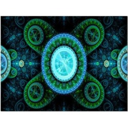 Design Art 'Bright Blue Psychedelic Relaxing' - Print Canvas & Fabric/Wood in Brown/Gray/Green, Size 30