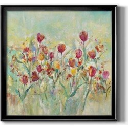 Winston Porter Summer Tulips - Picture Frame Painting Print on Canvas & Fabric in Black/Blue/Brown, Size 22.5 H x 22.5 W x 1.5 D in | Wayfair found on Bargain Bro from Wayfair for USD $56.23