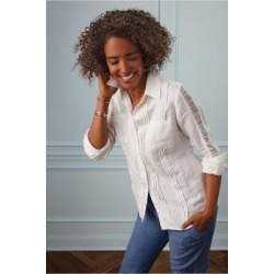 Women Bettina Shirt by Soft Surroundings, in White size 1X (18-20)