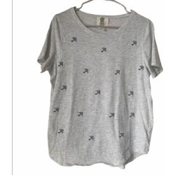 Anthropologie Tops | Lilis Closet, Embroidered Umbrella T-Shirt Size M | Color: Gray | Size: M found on Bargain Bro from poshmark, inc. for USD $13.68