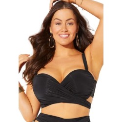 Plus Size Women's Crisscross Cup Sized Wrap Underwire Bikini Top by Swimsuits For All in Black (Size 16 E/F) found on Bargain Bro from OneStopPlus for USD $39.71