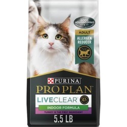 Purina Pro Plan Allergen Reducing LIVECLEAR Turkey and Rice Formula Indoor Dry Cat Food, 5.5 lbs.