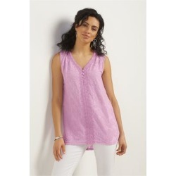 Women Ange Lace Tank Top by Soft Surroundings, in Orchid Purple size 1X (18-20)